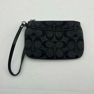 COACH Signature “C” Monogram Wristlet Wallet Black on Gray